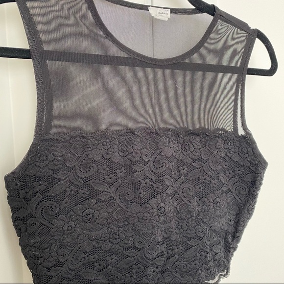 COPY - ❄️ Black Floral Mesh Crop Top​​​​ - Picture 2 of 4